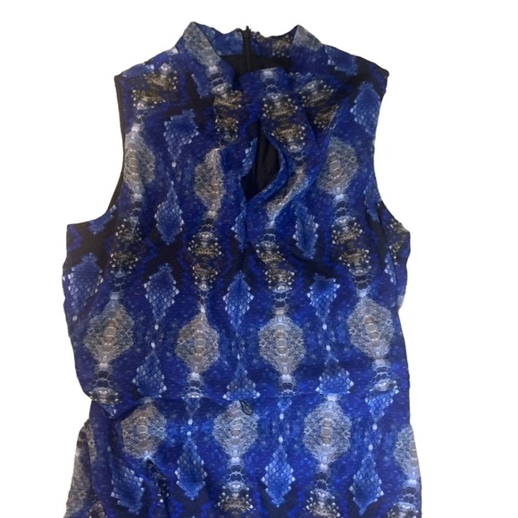 Calvin Klein New With Tags Blue Snakeskin-Print Belted Midi Dress Size 4 - Picture 8 of 15